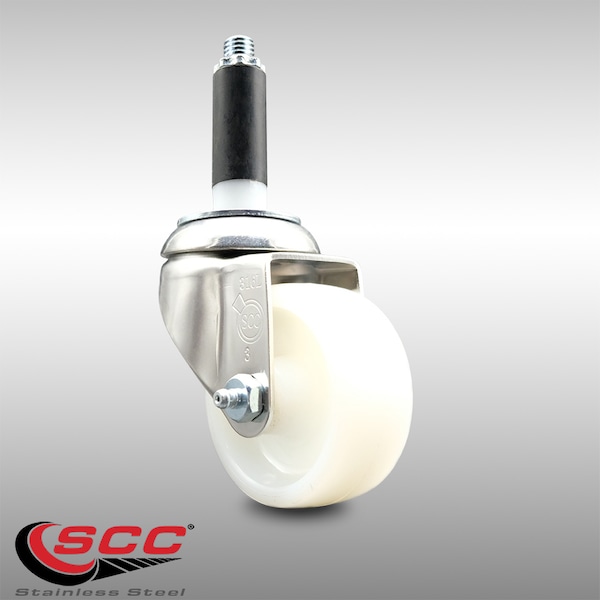 3 Inch 316SS Nylon Wheel Swivel 7/8 Inch Expanding Stem Caster